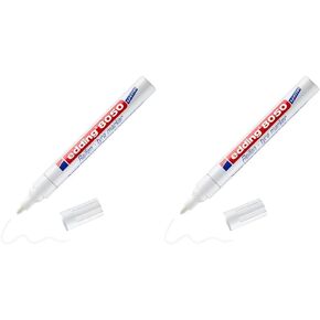 Edding 8050 Tyre Marker - White - 1 Pen - Round Nib 2-4 mm - لتمييز الإطارات وغيرها من الأسطح المطاطية ، والاستخدام الداخلي والخارجي ، ومقاوم للماء (حزمة 2)