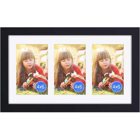 RPJC 8x14 Soild Wood 2 Opening Picture frames with High Definition Glass Display 4x6 and 5x7 with Mat or 8x14 Without Mat for Wall Mounting Hanging Collage Photo Frame Black