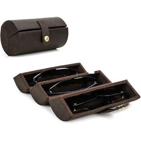 Luxury Leather Sunglasses Travel Case 3 Slot Foldable Sunglass Box Eyeglasses Organizer Vintage Eyewear Holder for 3 Pairs Glasses