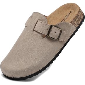 XTJSCBDSH Kids Suede Clogs with Cork Footbed, Toddler Boys Girls Sandals, Adjustable Buckle Slip-On Slippers, Arch Support Mules for Indoor Outdoor in Kuwait
