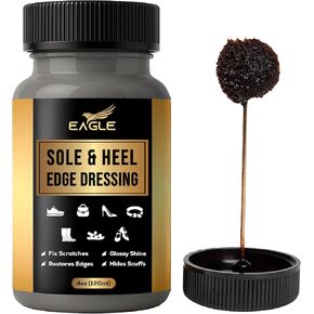 Eagle Sole and Heel Edge Dressing Black – High Gloss Shoe Polish for Leather Soles & Heels – Protective Liquid Edge Dye with Built-In Applicator – Restores Worn Edges (4oz)