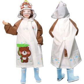 anyoo Kido Rain Poncho مع غطاء محرك السيارة معاطف أمطار قابلة لإعادة الاستخدام خفيفة الوزن ودائم للأولاد والبنات للسفر في الهواء الطلق