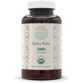 كبسولات GOTU KOLA USDA | كبسولات نباتية عضوية معتمدة ، مكملات الغذائية العشبية | Centella Asiatica المجفف العشبة (120 عدد)