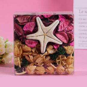 Rose Scented Bowl Vase Filler | Dried Flowers & Handmade Starfish Potpourri Decor, Aromatic Home Fragrance for Bathroom Living Room, Gifts & Coastal Boho Style (4.9oz/140g)