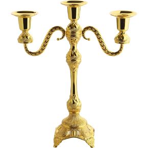 Alisveristime 3-Arm Candle Holder - Decorative Zamac Candelabra for Elegant Home Decor, Holds 3 Candles, Assembly Required (Gold & Silver) (Silver)