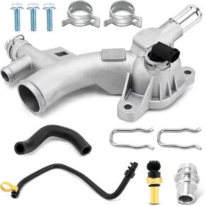 Upgraded 25193922 Aluminum Coolant Housing Water Outlet Compatible with 2011-2020 Chevrolet Cruze Sonic Trax Volt Buick Encore 1.4L Engine with Inlet Hose and Oil Cooler Hose, Replace 13251447 902-846