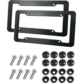 2PCS License Plate Frames,License Plate Cover,Car Accessories Carbon Fiber License Plate Frame,Licence Plate Frame Holder with Fasteners and Screws,Fit for Most America License Plate