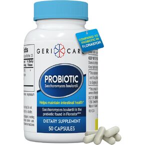 كبسولات Gericare Probiotic Saccharomyces Boulardii 250 مجم، تدعم توازن النباتات المعوية الصحية، 50 قطعة (عبوة من قطعة واحدة)