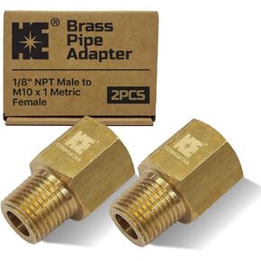 محول كوسستار النحاس-1/8 "ذكور NPT إلى موصل أنثى متري M10 × 1 (2 حزمة)