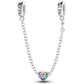 NARMO 925 Sterling Silver Safety Chain for Charms Bracelets Butterfly Clip Spacer Charm Lock Stopper Bead For Europen Snake Bracelets