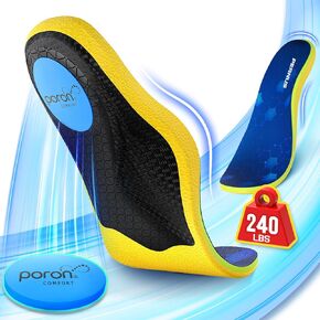 240+رطل أخمصي التهاب اللفافة النعال الرجال ، إدراج حذاء Poron Comfort للنساء ، ودعم القوس العالي الثقيلة لصدمة امتصاص تخفيف الألم (الأزرق ، XL (الرجال 11-13.5) -310 مم)