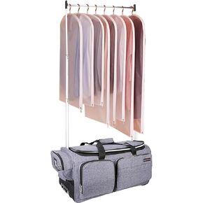 Dance Bag With Garment Rack For Travel,28inchDance Competition Garment Bags with Clothes rack,Suitcase, Collapsible Rolling duffle For Travel, Wheeled Drop-Bottom Upright Luggage Closet Suitcase,Grey