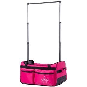 Foldable 28 Inch Dance Bag with Garment Rack, Dance Costumes Garment Bags for Travel, Garment Duffle for Dancer, Collapsible Rolling Competition Bag with Wheels