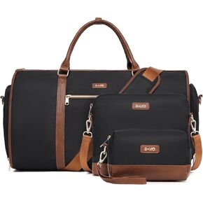 Coolife Garment Bag Travel Foldable Garment Duffel Bag Carry On Weekender Bag Suit Bag Dress Bag Convertible for Hanging Clothes Overnight Bag for Women Men Business Travel 3 Piece Set