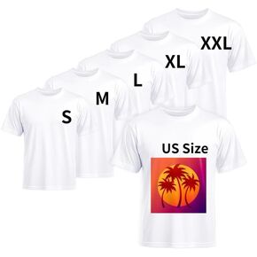 Joyclub 5 PCS Unisex Sublimation Blanks Bulk Polyester T Shirts for Sublimation White Crew Neck Short Sleeve Wholesale for Adults DIY Gifts