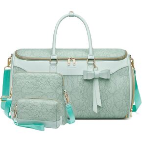 Garment Bags for Travel,Leather Convertible Garment Duffle Bag with Toiletry,Waterproof Carry On Garment Bag with Shoe Compartment,2 in 1 Suit Travel Bag for Women Weekender 3pcs Set