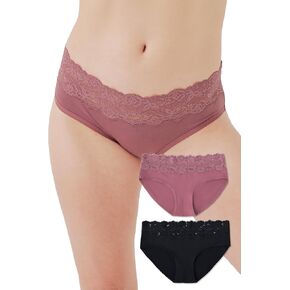 Pact Women's Organic Cotton Bikini Underwear, Classic Fit Panties with High Cut Leg, 2 Pack