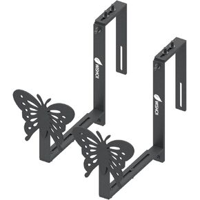 Window Box Brackets, (5.9 to 11.8 Inches) Adjustable Planter Box Brackets, Heavy Duty Iron Flower Box Holder for Railings,- Perfect for Balconies, Fences, and Gardens (Butterfly Shape,6 Pack)