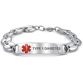 BLING Jewelry Personalized Medical Tag ID BRACELET for Men Marina Anchor Mariner Silver Tone Stainless Steel 7 ، 8 ، 8.5 Inch