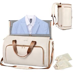 Garment Bags for Travel, Convertible Garment Duffle Bag with Shoulder and Backpack Straps for Men Women, 3 in 1 Suitcase Suit Travel Bag with 2 Shoes Cover for Wedding Weekend Work Trip