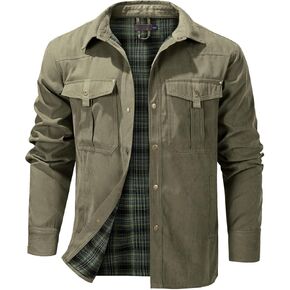 Eisctnd Mens Lined Flannel Cowboy Vintage Jackets Snap Plaid Western Shirts Coat for Hiking Hunting Camping Work Outdoor in Kuwait