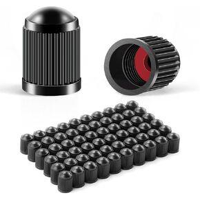 JUSTTOP Car Tire Valve Caps,60 pcs Plastic Valve Stem Caps with O Rubber Seal,Universal for Cars,SUVs,Bike and Bicycle,Trucks,Motorcycles,Car Accessories-Black