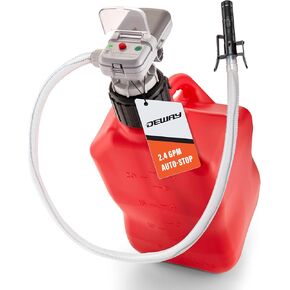 Deway Automatic Fuel Transfer Pump w/Hand-Trigger Nozzle, AA Battery Powered, Advanced Adapters For All Size Gas & VP Racing Cans, Extra Long 51" Hose, Portable Liquid Pump for Gasoline, Diesel Fuel
