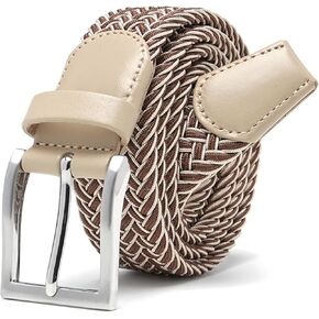 Men's Stretch Braided Elastic Belt for Casual Golf Jeans Dresses with Multicolored 1 3/8"