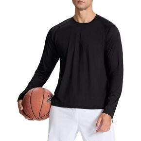 Men's Long Sleeve Shirts Lightweight UPF50 Quick Dry Rash Guard Cooling Tee with Silver Ion Tech in Kuwait