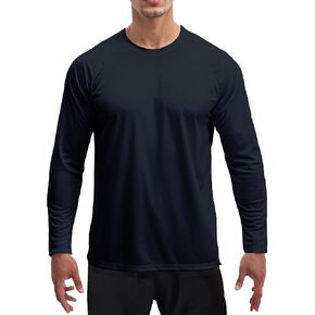 NEYOUQE Men's Sun Protection UPF 50+ Shirts Long Sleeve Running Workout Athletic Gym Shirt UV Swim Fish Rash Guard Hiking