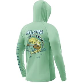 Palmyth Fishing Shirts for Men Long Sleeve Sun Protection Hoodie with UV UPF 50+ Neck Gaiter