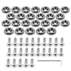25 PCS Fender Pumper Washer Bolt 6061 T6 GRADE M6X20MM CNC CNC Washer Engine Bay Dress Up Fortener Kit (Red)
