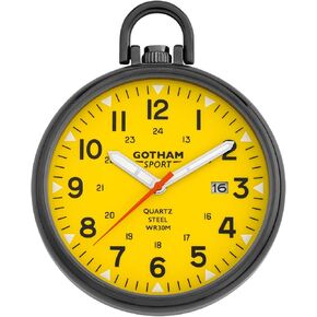 Gotham Men's Sport Series Gunmetal Stainless Steel Analog Quartz Date Pocket Watch # GWC14109BY