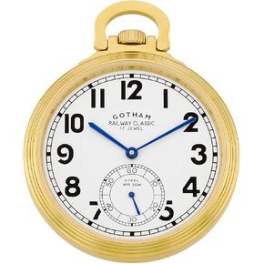Gotham Men's Gold Gold Fethical Fethical Mechanical Railway Classic Nostalgia Series Pocket Watch # GWC14114G
