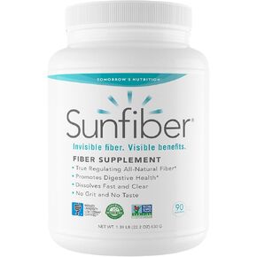 Tomorrow's Nutrition, Sunfiber, Prebiotic Fiber Supplement for Digestive Health, Low FODMAP, Gluten-Free, Unflavored, 90 Servings