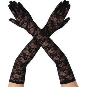 Long Lace Gloves Women Floral Lace Opera Gloves Elegant Elbow Length Tea Party Bridal Wedding Dance Party Masquerade