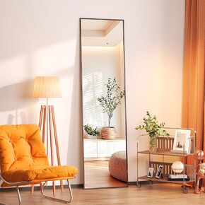 Hasipu Full Length Mirror, 53" x 12“ Square Floor Mirror, Standing or Leaning Full Body Mirror with Distortion-Free Glass, Suitable for Living Room, Bedroom, Black