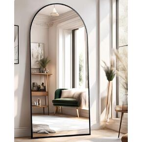 Arched Full Length Mirror, 71"x26" Large Floor Mirror with Stand, Wall Mounted Mirror for Bedroom, Black
