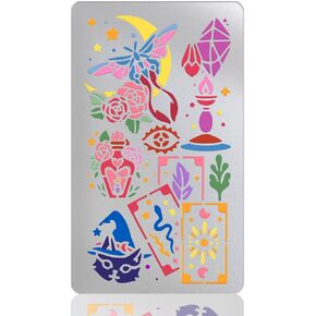 UniCraftale حول عنصر التارو المعدني Stencil the Devil's Eye Metalic Tarot Tarot Templates Cat Sun Moon Stencil للرسومات لبطاقة الورق اللوحة الفولاذ