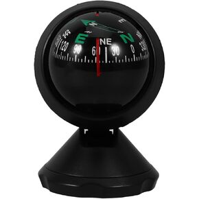 Homoyoyo Adjustable Car Compass with Stick-On Base | Universal Dashboard Navigation Tool for Cars, Boats & Outdoor Hiking | Bubble Ball Design Direction Guidance Accessory (Black, 2.5 Inch)