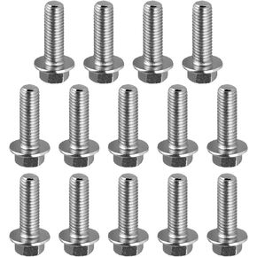 14 PCS Differential Cover Bolts, M8 1.25 x 20mm 304 Stainless Steel Toothed Hex Bolt Kit, Universal Automotive Bolt Kit Differential Bolts Replacement Parts, Suitable for Most Cars (Silver)