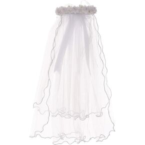 BNY Corner Girls First Communion Veil Rhinestone Accented Flower Crown