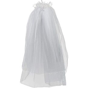 Swea Pea & Lilli Girls First Communion Veils - White Holy 1st Communion Headpiece with comb, Flowers, Crystal, Pearls & Rhinestones