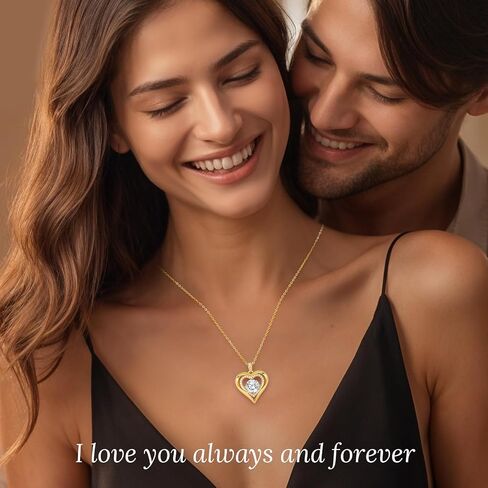 ANDSO Moissanite Heart Pendant Necklaces for Women, 925 Sterling Silver Gold Plating NecklaceEngraved with 'I LOVE YOU', Anniversary Jewelry Gifts for Wife Her Mom in Kuwait