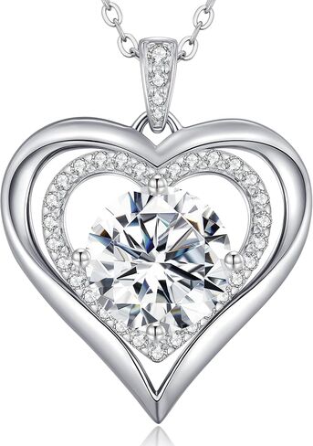 ANDSO Moissanite Heart Pendant Necklaces for Women, 925 Sterling Silver Gold Plating NecklaceEngraved with 'I LOVE YOU', Anniversary Jewelry Gifts for Wife Her Mom in Kuwait