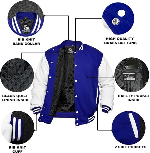 Men's Fashion Varsity Jacket Causal Slim Fit Cotton Letterman Baseball Bomber Jackets in Saudi Arabia