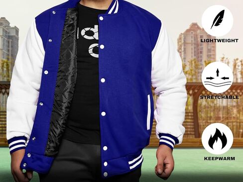 Men's Fashion Varsity Jacket Causal Slim Fit Cotton Letterman Baseball Bomber Jackets in Saudi Arabia