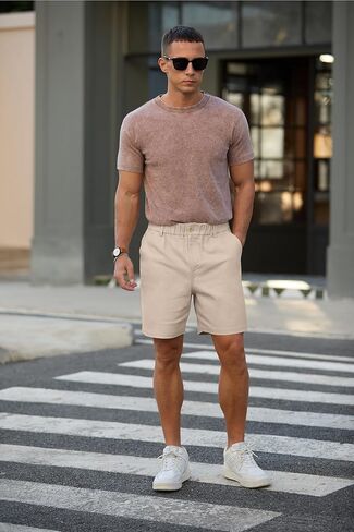 RQP Men's Cotton Casual Classic-fit 7" Chino Shorts Elastic Waist Daily Wear Dress Baech Summer Shorts in Saudi Arabia