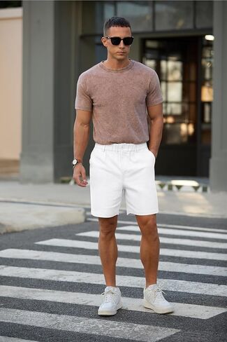 RQP Men's Cotton Casual Classic-fit 7" Chino Shorts Elastic Waist Daily Wear Dress Baech Summer Shorts in Saudi Arabia