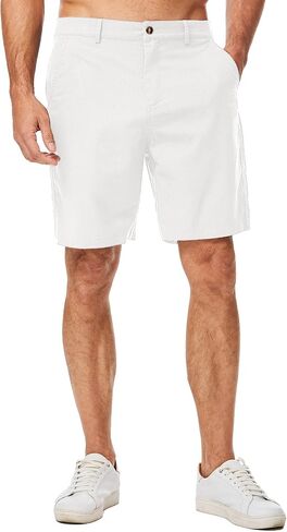 JMIERR Mens Casual 8" Cotton Linen Shorts - Button Waist Summer Beach Shorts with Pockets in Saudi Arabia